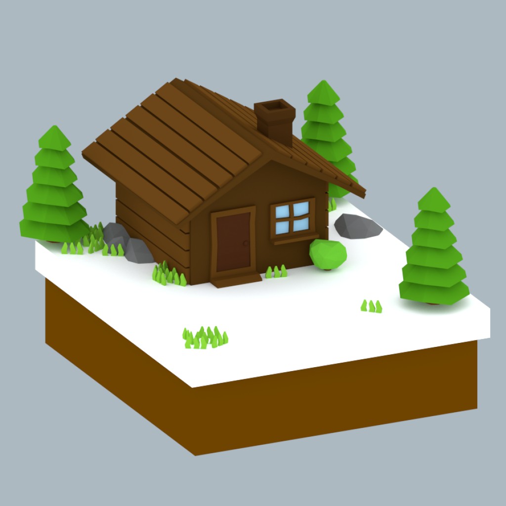 Low poly winter cottage. preview image 1